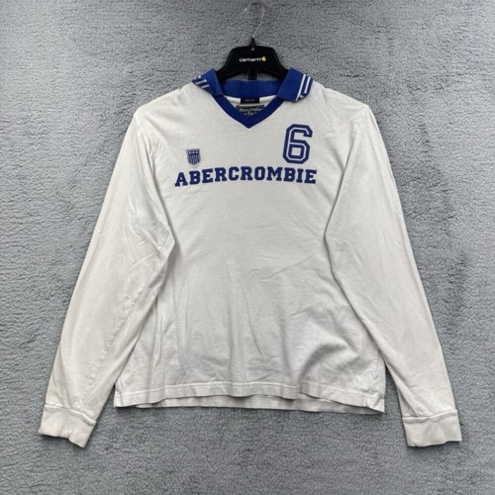 Vintage Abercrombie & Fitch Rugby Shirt Mens Extra Large Blue Muscle Fit FIFA